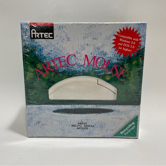 Vintage Artec AM25 PC Computer Serial 3-Button Mouse NEW Sealed In Package - Picture 2 of 7